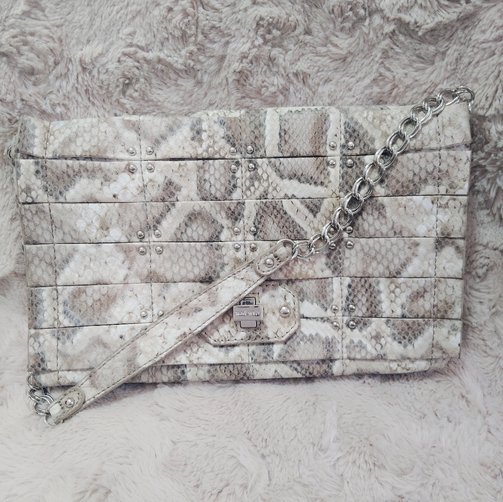 NWT!! Nine West Snake-Print Clutch W/ Removable Shoulder Strap